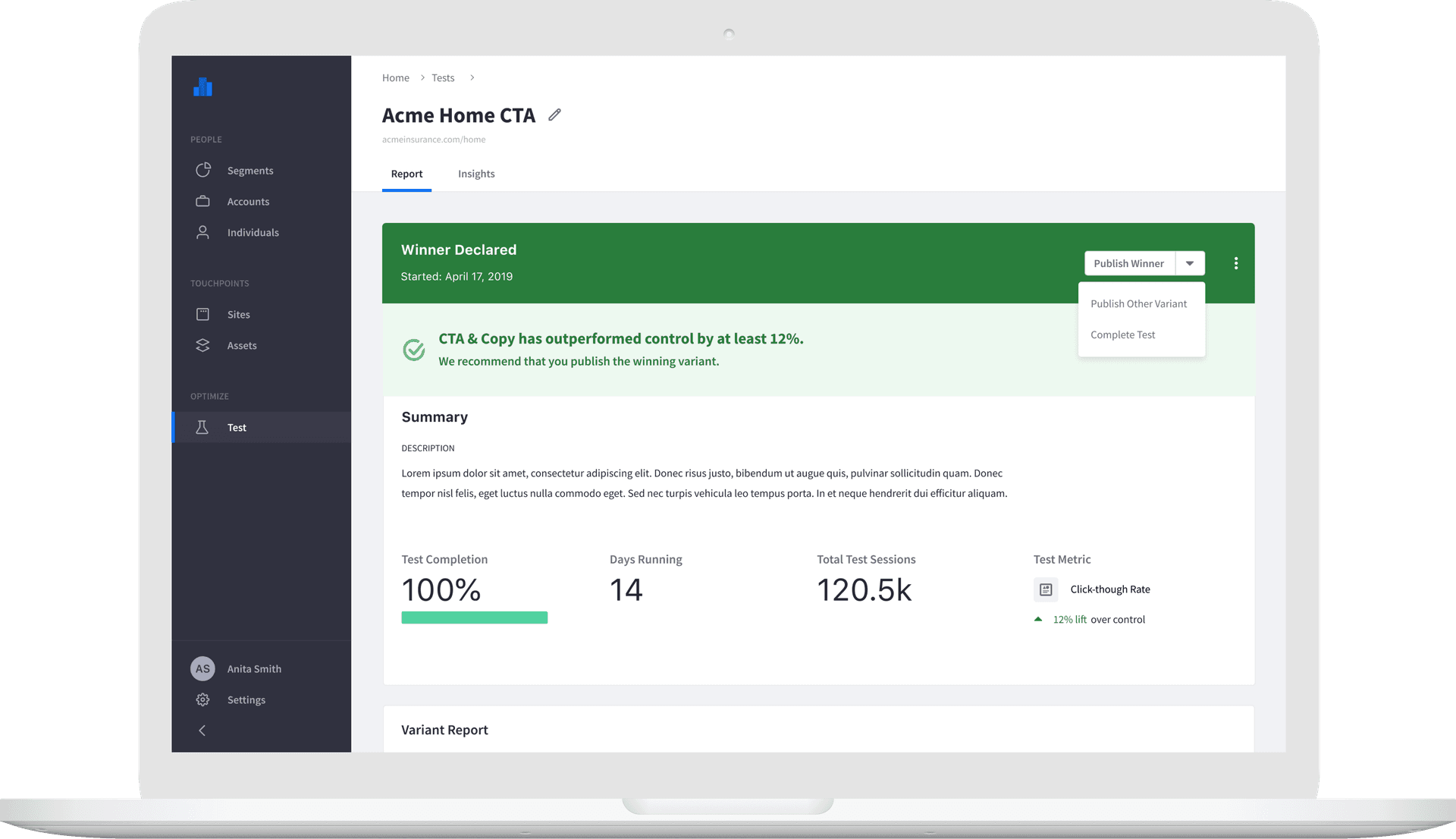 Analytics Cloud A/B Testing Platform overview