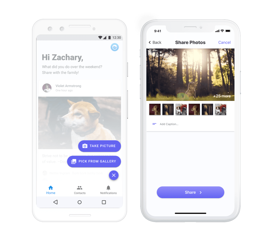 GrandPad app new post creation with multi-photo support