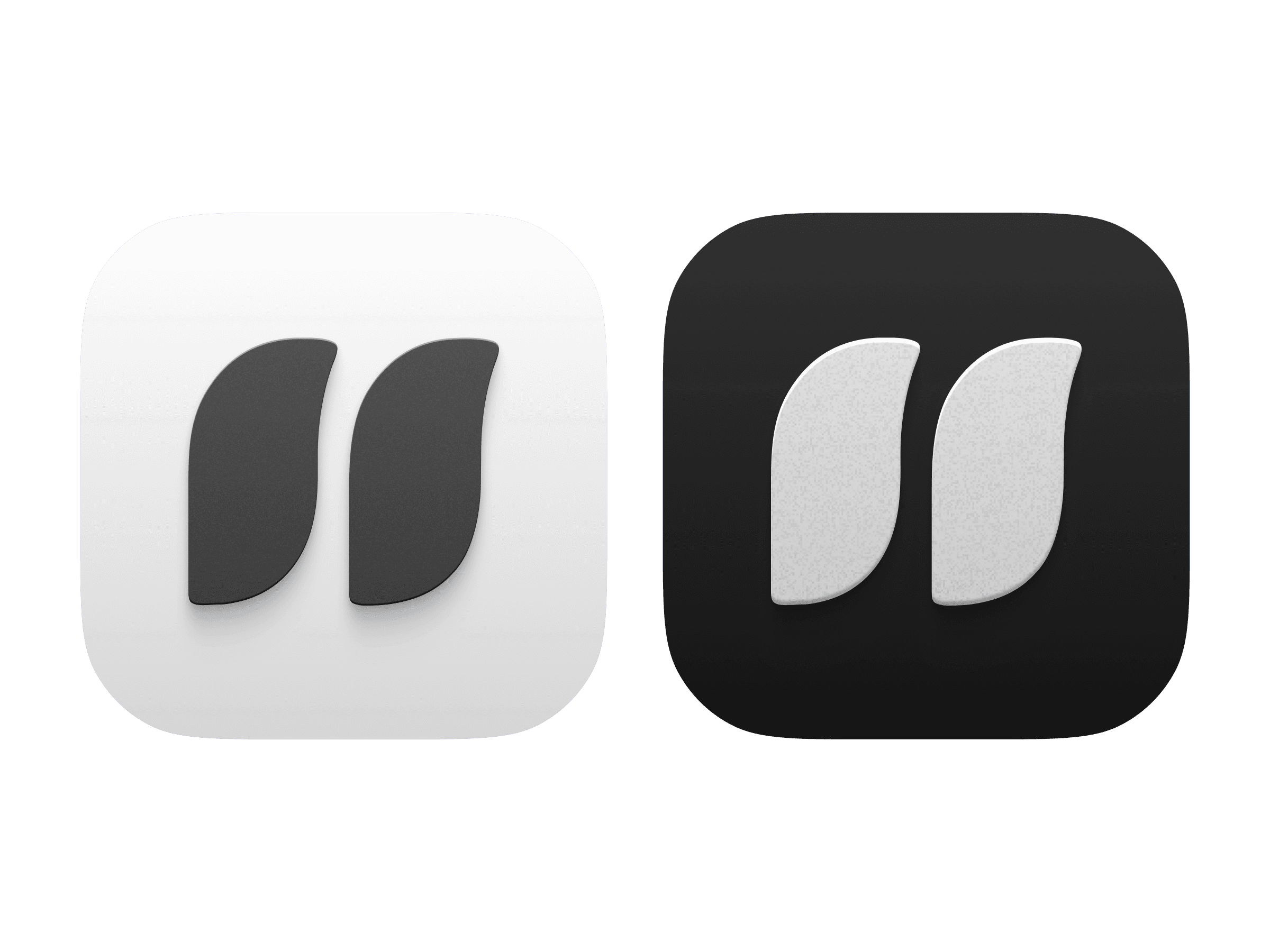 Light and dark Moment Notes app icons with sculpted, textured marks.