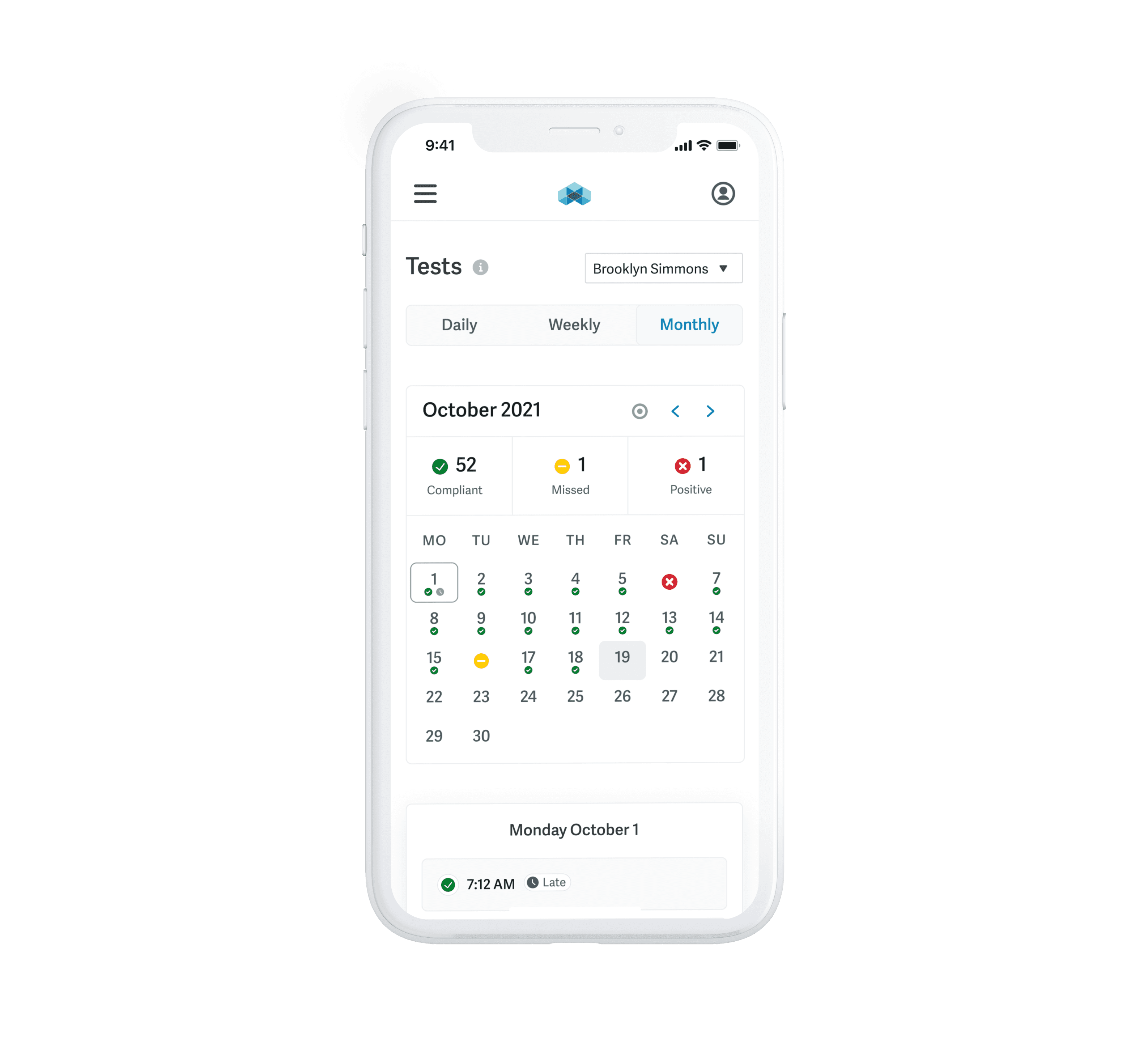 Soberlink UI design system implemented in product interface - example 3